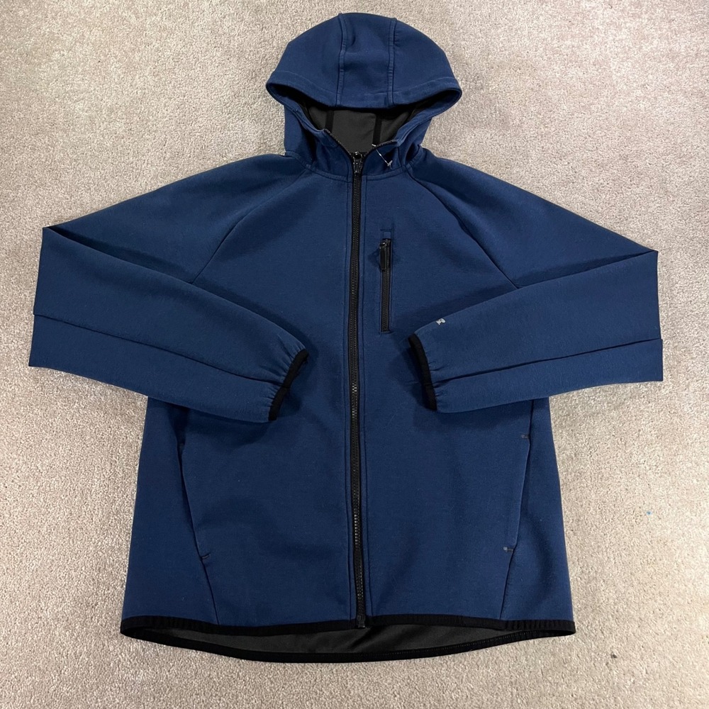 Russell‎ Fusion Knit Hoodie Mens Small Blue Full Zip Jacket Long Sleeve Athletic